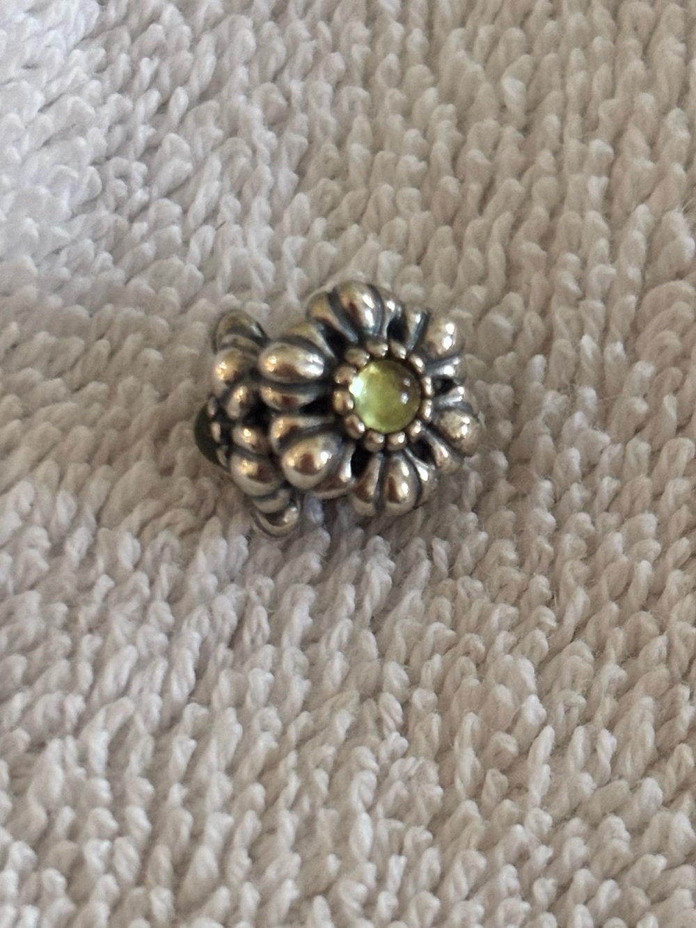Pandora Sterling Silver Daisy Bead with Light Green Center